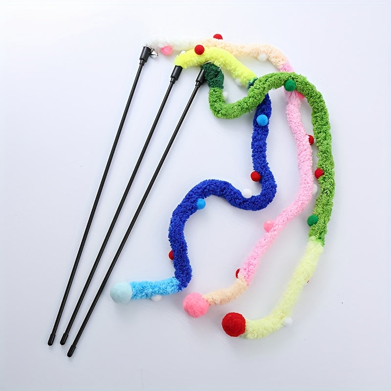 Interactive Cat Teaser Toy - Soft Plush Strip With Teasing Stick For Kitten Play - Pet Supplies For Fun And Exercise