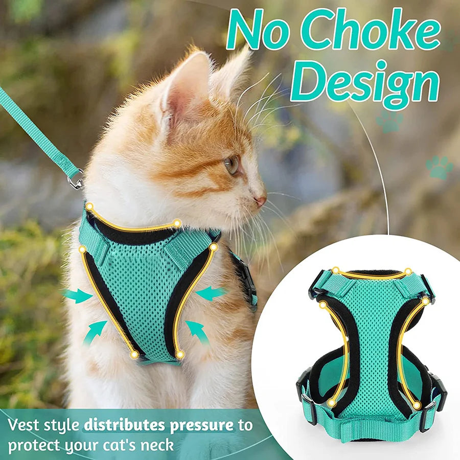 Escape-Proof Cat Harness & Leash Set – Soft, Adjustable Vest for Walking