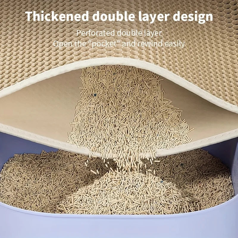 Large Waterproof Cat Litter Mat – Honeycomb Double Layer, Anti-Scatter & Easy Clean