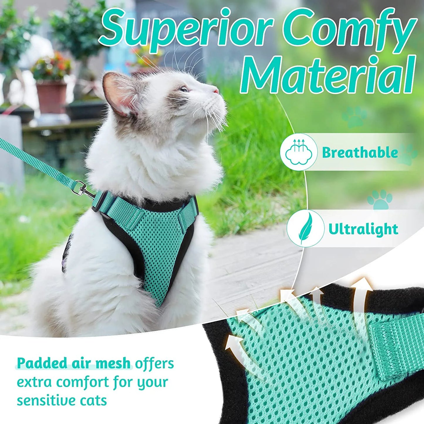 Escape-Proof Cat Harness & Leash Set – Soft, Adjustable Vest for Walking