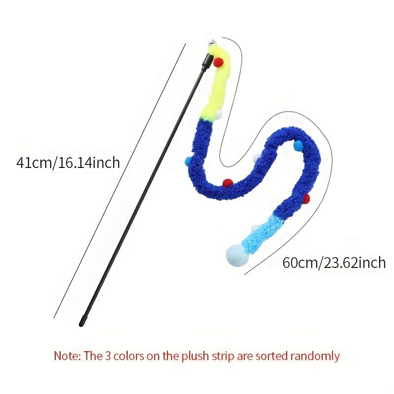 Interactive Cat Teaser Toy - Soft Plush Strip With Teasing Stick For Kitten Play - Pet Supplies For Fun And Exercise