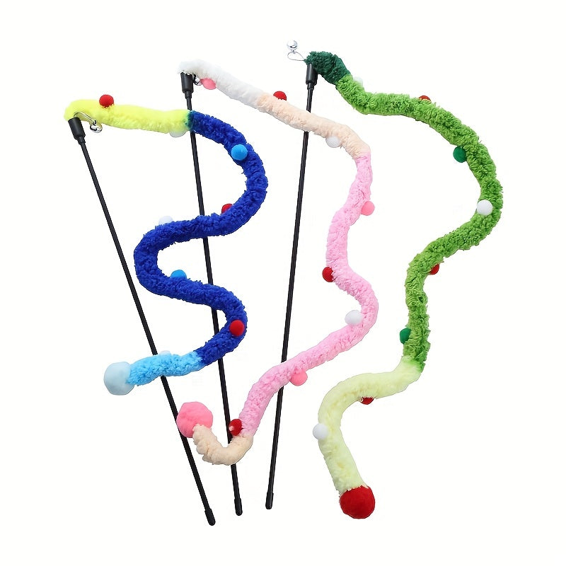 Interactive Cat Teaser Toy - Soft Plush Strip With Teasing Stick For Kitten Play - Pet Supplies For Fun And Exercise