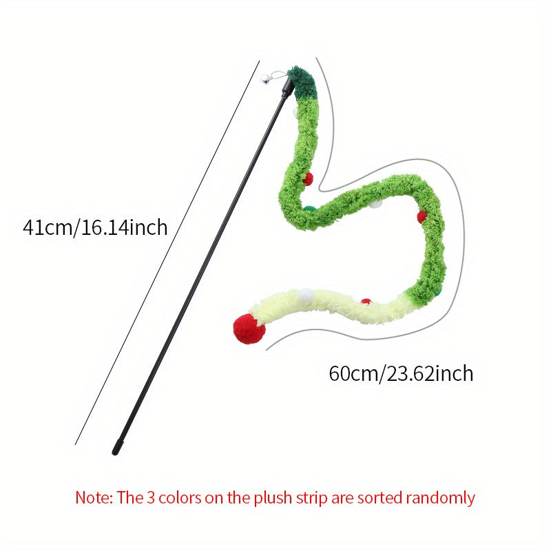 Interactive Cat Teaser Toy - Soft Plush Strip With Teasing Stick For Kitten Play - Pet Supplies For Fun And Exercise