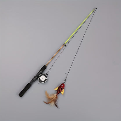 1pc 1pc Interactive Cat Feather Teaser Wand with Replacement Heads - Entertain Your Cat for Hours