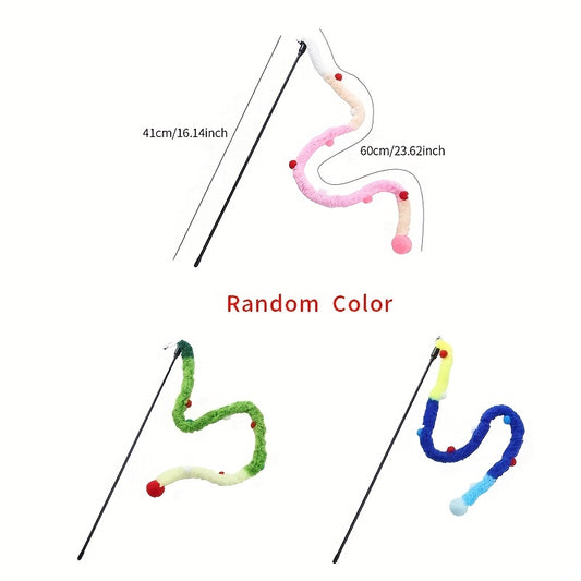 Interactive Cat Teaser Toy - Soft Plush Strip With Teasing Stick For Kitten Play - Pet Supplies For Fun And Exercise
