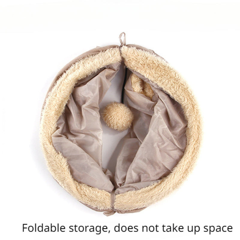 [Funny Foldable Cat Toy Tunnel] Foldable Plush Cat Toy Tunnel Funny Cat Tent For Dog And Kitten Play Supply