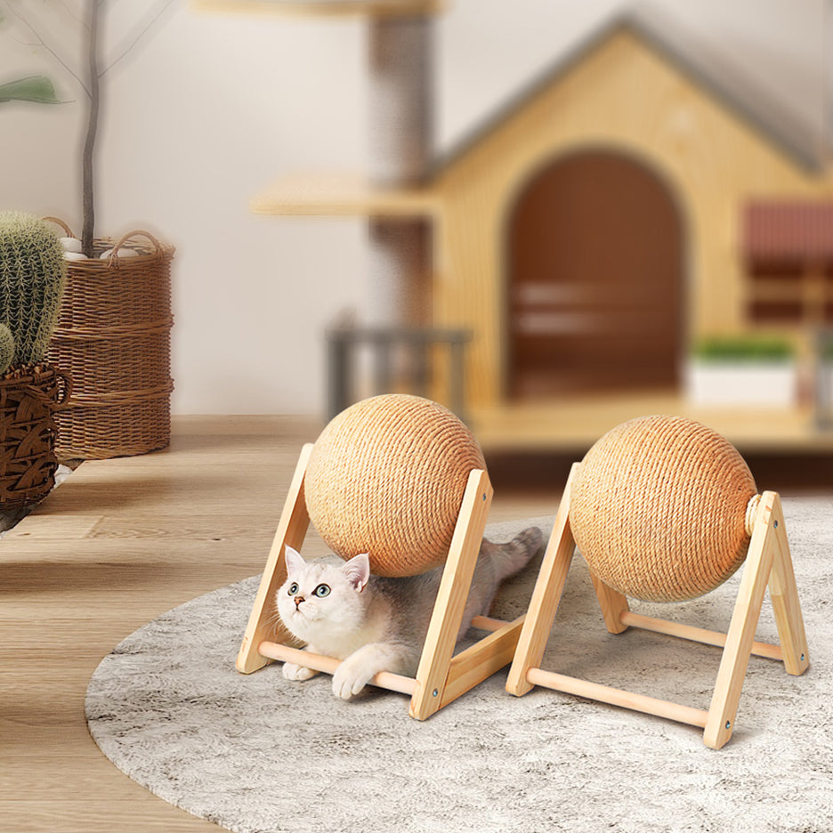 Durable Cat Scratching Ball Toy With Sisal Rope For Grinding Claws, Interactive Kitten Play Ball For Cats Indoor Supply