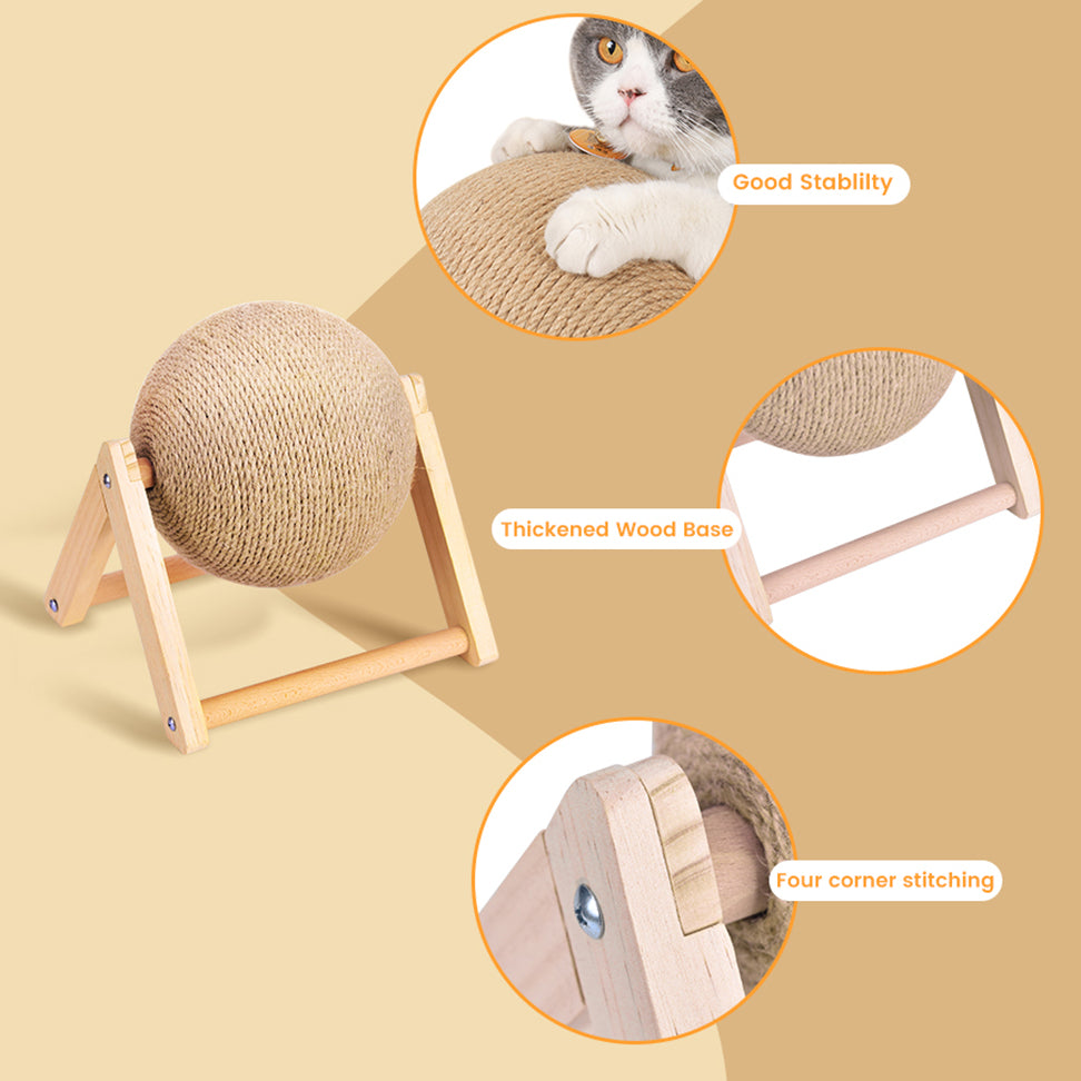 Durable Cat Scratching Ball Toy With Sisal Rope For Grinding Claws, Interactive Kitten Play Ball For Cats Indoor Supply