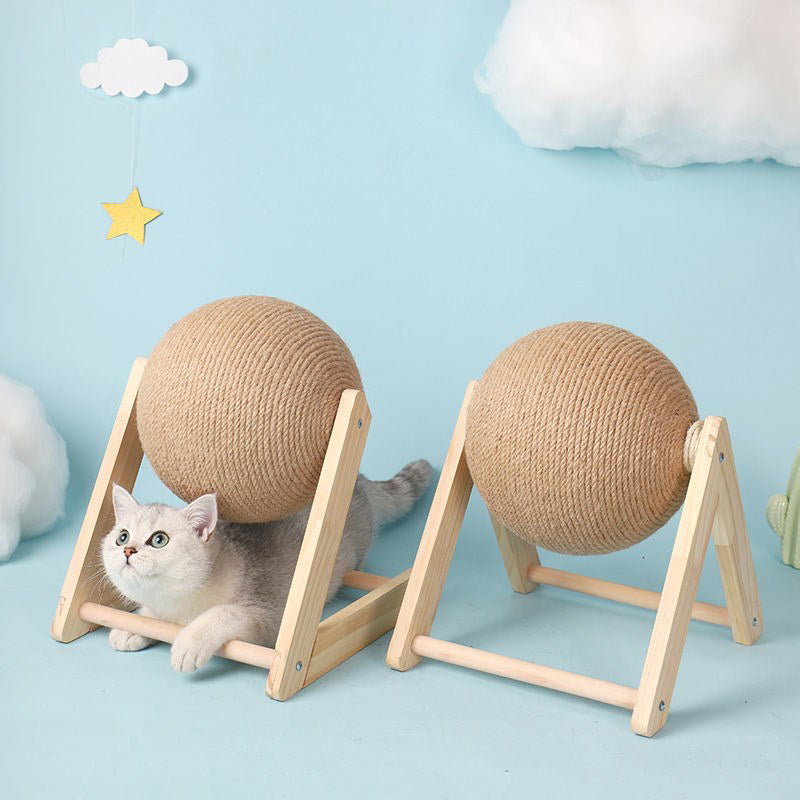 Durable Cat Scratching Ball Toy With Sisal Rope For Grinding Claws, Interactive Kitten Play Ball For Cats Indoor Supply