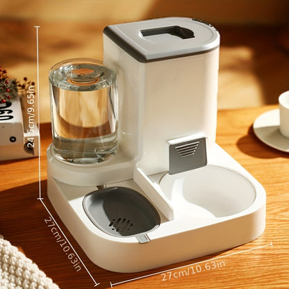 Automatic Pet Water And Food Feeder, 2 In 1 Large Capacity Cat Food Container Water Dispenser, Self Feeding Station For Indoor Cats Feeding Supplies