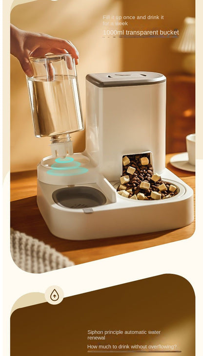 Automatic Pet Water And Food Feeder, 2 In 1 Large Capacity Cat Food Container Water Dispenser, Self Feeding Station For Indoor Cats Feeding Supplies