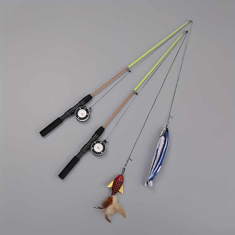 1pc 1pc Interactive Cat Feather Teaser Wand with Replacement Heads - Entertain Your Cat for Hours