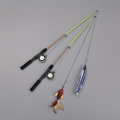 1pc 1pc Interactive Cat Feather Teaser Wand with Replacement Heads - Entertain Your Cat for Hours