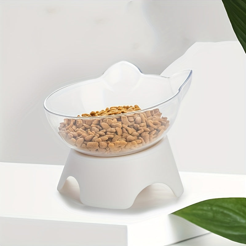 Elevated Pet Inclined Food Bowl Water Bowl, Transparent Plastic Cat Dish Bowl For Pet Cervical Spine Protection