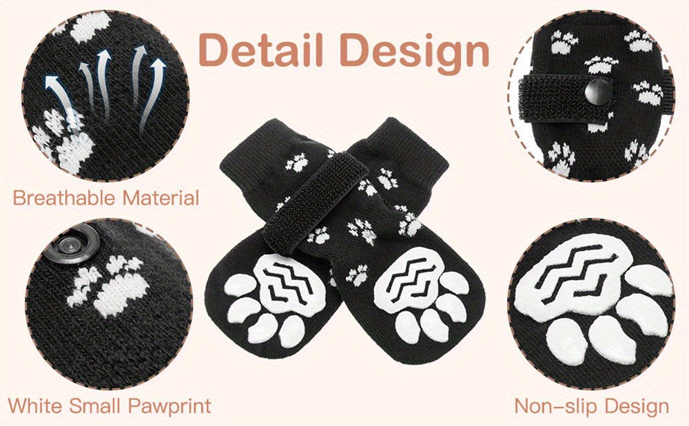 Protect Your Pet's Paws With These Non-Slip Outdoor Socks - 4pcs For Dog & Cat!