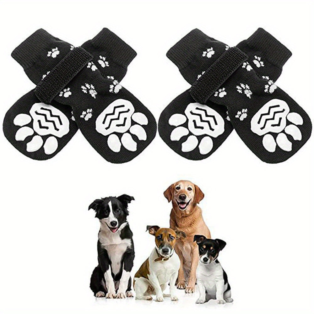 Protect Your Pet's Paws With These Non-Slip Outdoor Socks - 4pcs For Dog & Cat!