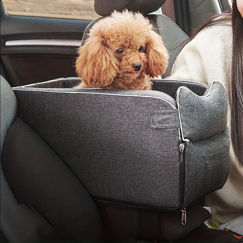 Portable Dog & Cat Booster Seat, Travel Carrier, Car Mat & Central Control For Maximum Comfort & Safety