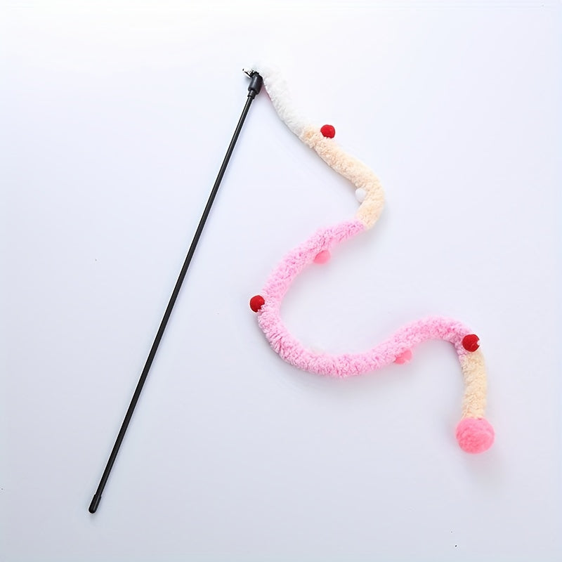 Interactive Cat Teaser Toy - Soft Plush Strip With Teasing Stick For Kitten Play - Pet Supplies For Fun And Exercise