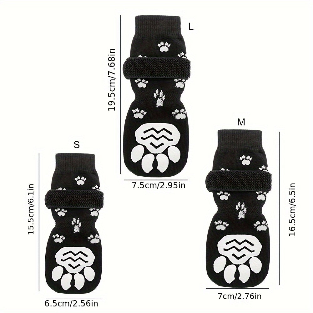 Protect Your Pet's Paws With These Non-Slip Outdoor Socks - 4pcs For Dog & Cat!
