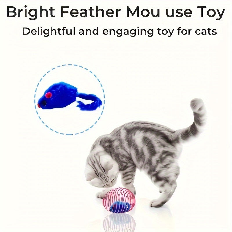 3pcs Colorful Spring Toy Set - Keep Your Cat Entertained With Interactive Rolling Balls & Mouse Toys