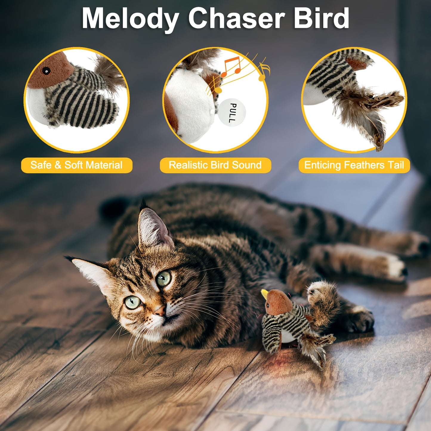 Interactive Cat Toy with Real Bird Sound – Best Toy to Keep Cats Active