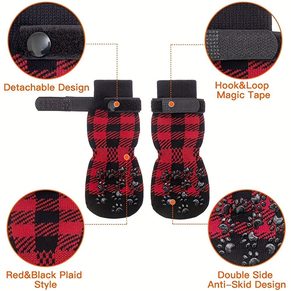 Protect Your Pet's Paws With These Non-Slip Outdoor Socks - 4pcs For Dog & Cat!
