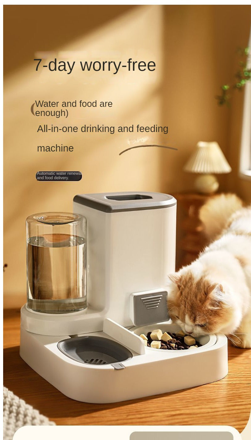 Automatic Pet Water And Food Feeder, 2 In 1 Large Capacity Cat Food Container Water Dispenser, Self Feeding Station For Indoor Cats Feeding Supplies