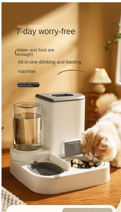 Automatic Pet Water And Food Feeder, 2 In 1 Large Capacity Cat Food Container Water Dispenser, Self Feeding Station For Indoor Cats Feeding Supplies