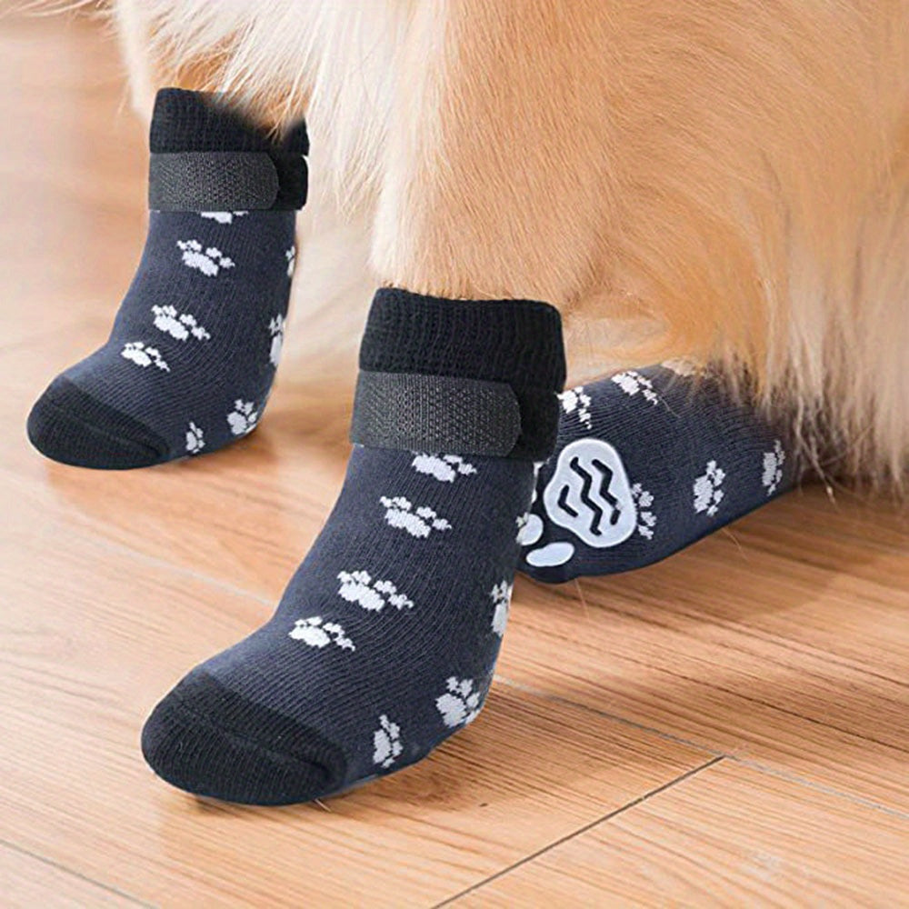 Protect Your Pet's Paws With These Non-Slip Outdoor Socks - 4pcs For Dog & Cat!
