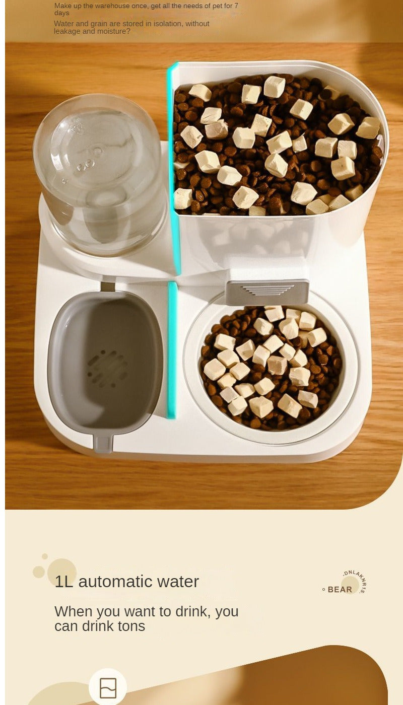 Automatic Pet Water And Food Feeder, 2 In 1 Large Capacity Cat Food Container Water Dispenser, Self Feeding Station For Indoor Cats Feeding Supplies