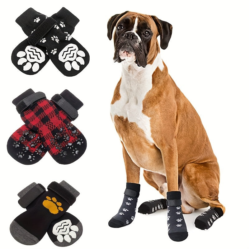 Protect Your Pet's Paws With These Non-Slip Outdoor Socks - 4pcs For Dog & Cat!