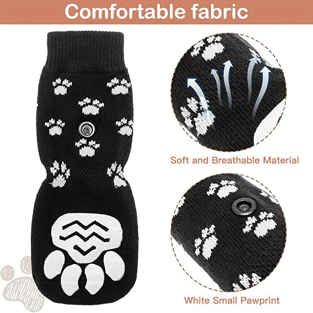 Protect Your Pet's Paws With These Non-Slip Outdoor Socks - 4pcs For Dog & Cat!