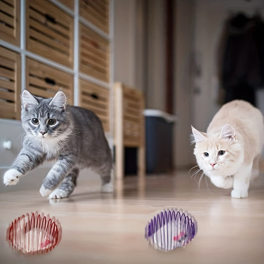 3pcs Colorful Spring Toy Set - Keep Your Cat Entertained With Interactive Rolling Balls & Mouse Toys