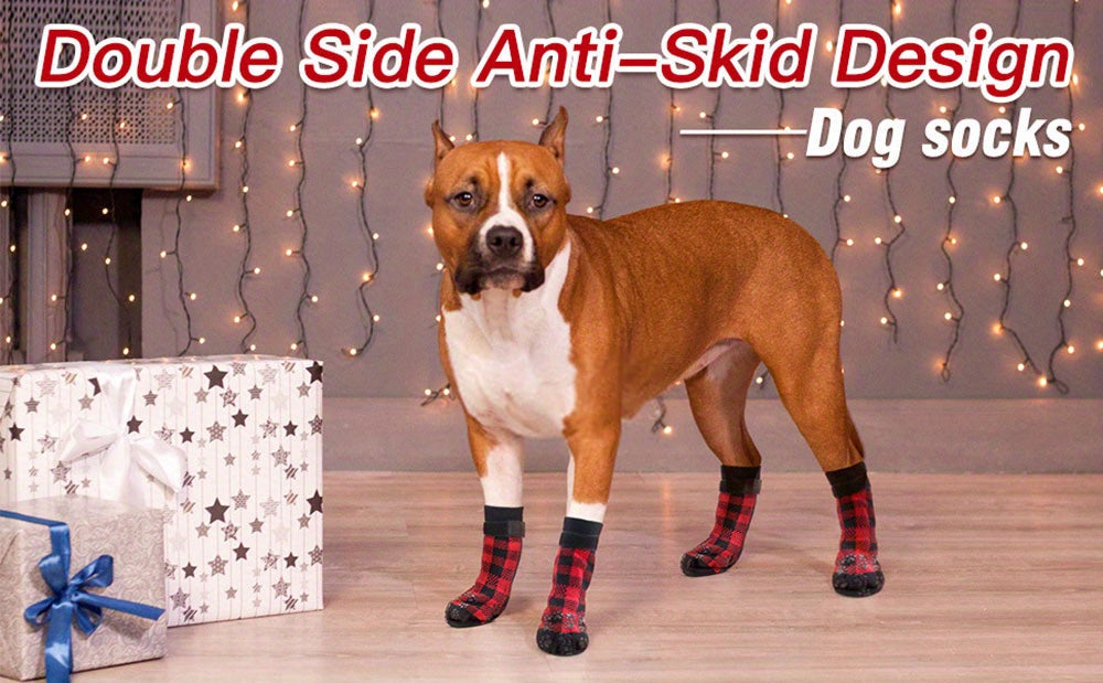 Protect Your Pet's Paws With These Non-Slip Outdoor Socks - 4pcs For Dog & Cat!