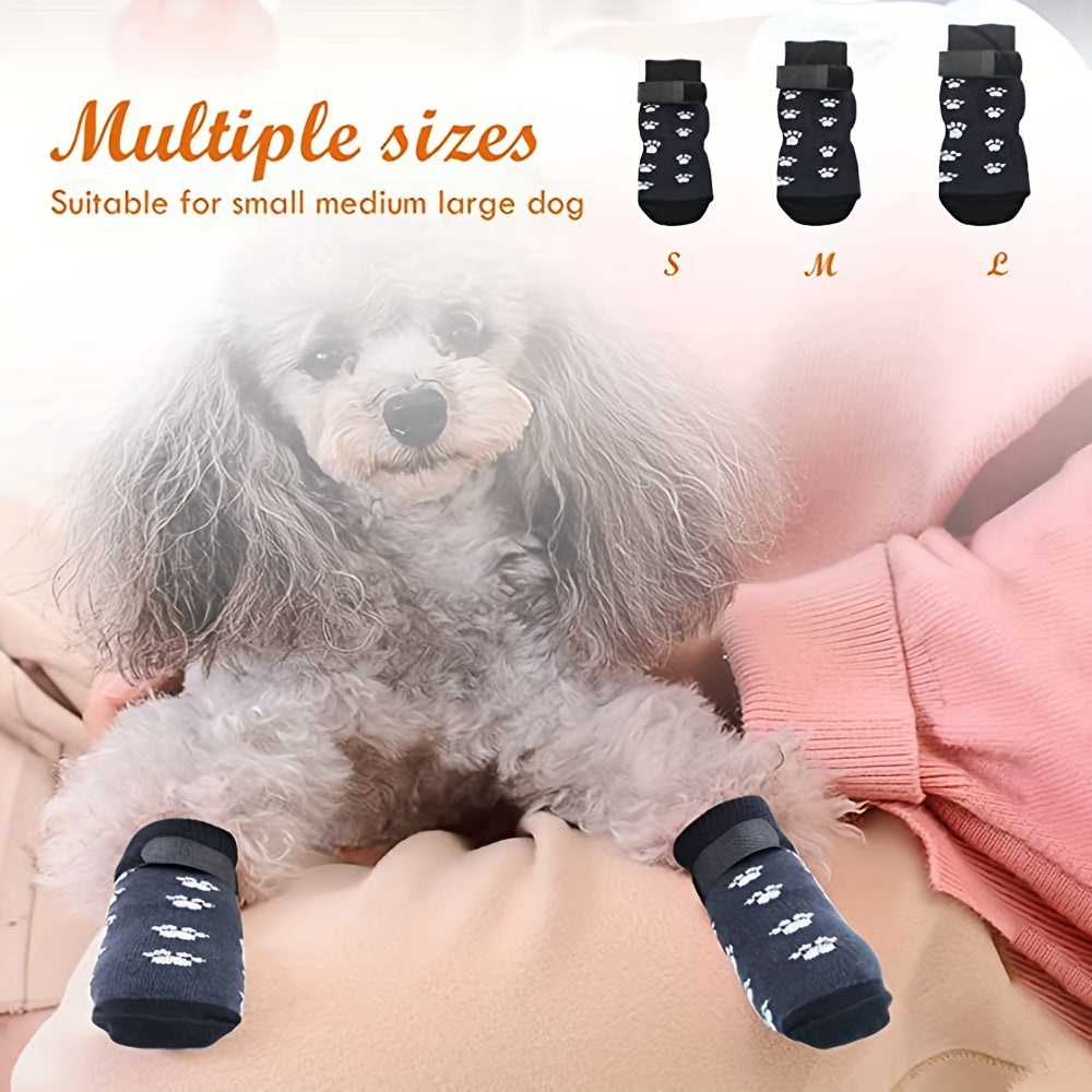 Protect Your Pet's Paws With These Non-Slip Outdoor Socks - 4pcs For Dog & Cat!
