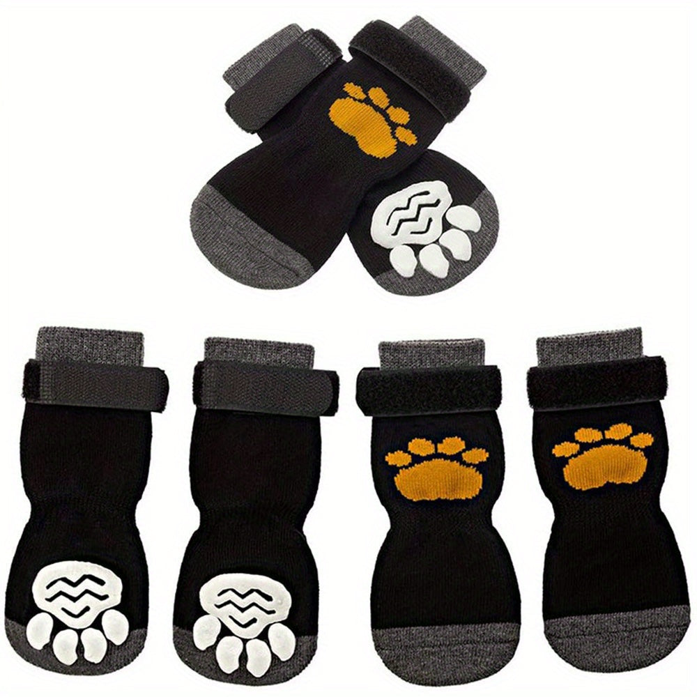Protect Your Pet's Paws With These Non-Slip Outdoor Socks - 4pcs For Dog & Cat!