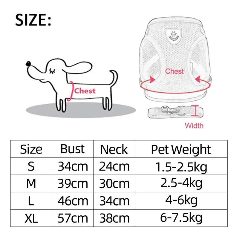 Cat Dog Harness with Lead Leash Adjustable Vest Polyester Mesh Breathable Harnesses Reflective sti for Small Dog Cat accessories