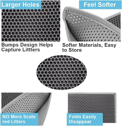 Cat Litter Mat With Gift Double Layer Waterproof Pet Litter Box Mat Non-slip Sand Cat Pad Washable Bed Mat Clean Pad Products