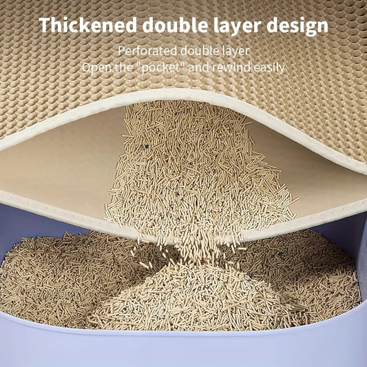 Large Waterproof Cat Litter Mat – Honeycomb Double Layer, Anti-Scatter & Easy Clean