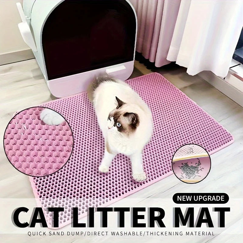 Large Waterproof Cat Litter Mat – Honeycomb Double Layer, Anti-Scatter & Easy Clean