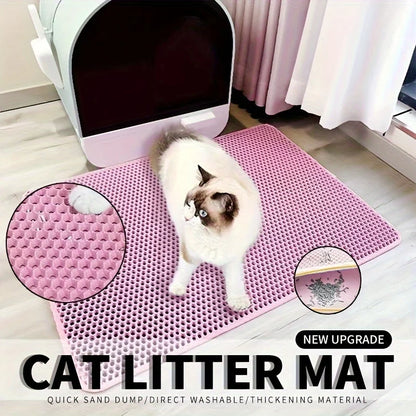 Large Waterproof Cat Litter Mat – Honeycomb Double Layer, Anti-Scatter & Easy Clean