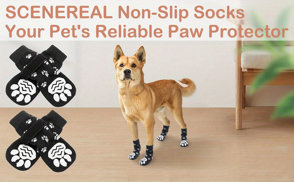 Protect Your Pet's Paws With These Non-Slip Outdoor Socks - 4pcs For Dog & Cat!