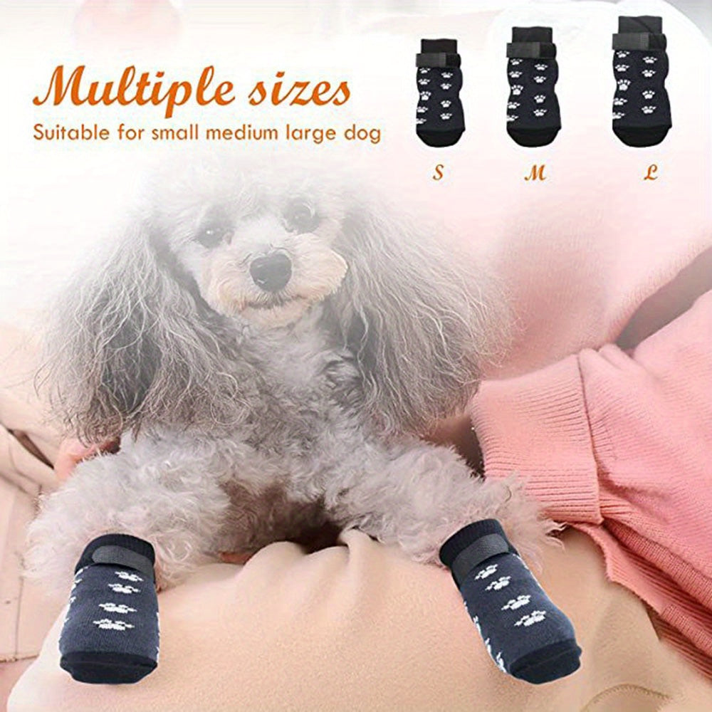 Protect Your Pet's Paws With These Non-Slip Outdoor Socks - 4pcs For Dog & Cat!