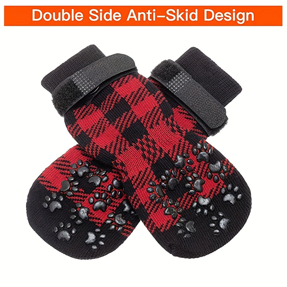 Protect Your Pet's Paws With These Non-Slip Outdoor Socks - 4pcs For Dog & Cat!