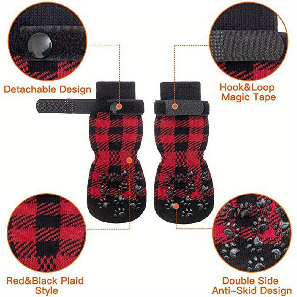 Protect Your Pet's Paws With These Non-Slip Outdoor Socks - 4pcs For Dog & Cat!