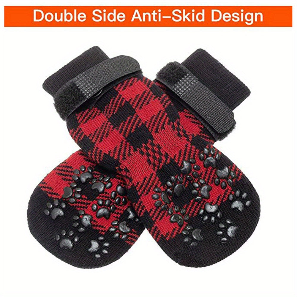 Protect Your Pet's Paws With These Non-Slip Outdoor Socks - 4pcs For Dog & Cat!