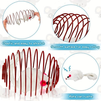 3pcs Colorful Spring Toy Set - Keep Your Cat Entertained With Interactive Rolling Balls & Mouse Toys