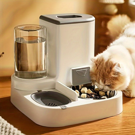 Automatic Pet Water And Food Feeder, 2 In 1 Large Capacity Cat Food Container Water Dispenser, Self Feeding Station For Indoor Cats Feeding Supplies