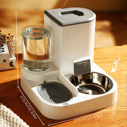 Automatic Pet Water And Food Feeder, 2 In 1 Large Capacity Cat Food Container Water Dispenser, Self Feeding Station For Indoor Cats Feeding Supplies