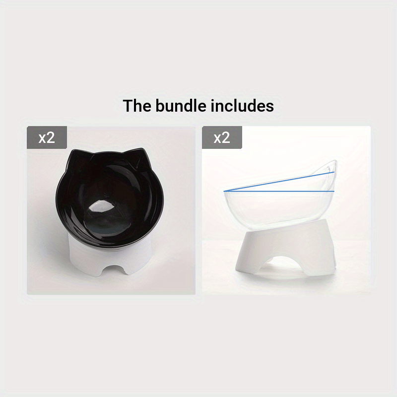 Elevated Pet Inclined Food Bowl Water Bowl, Transparent Plastic Cat Dish Bowl For Pet Cervical Spine Protection